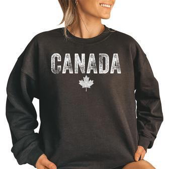 Canada Vintage Canadian Flag Leaf Maple Pride Men Women Pride Month Funny Designs Funny Gifts Women Oversized Sweatshirt | Mazezy