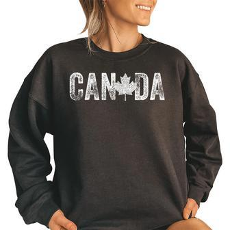 Canada Vintage Distressed Flag Leaf Maple Pride Men Women Pride Month Funny Designs Funny Gifts Women Oversized Sweatshirt | Mazezy