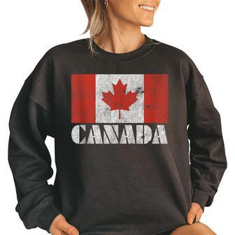 Canadian Canada Flag Vintage Country Souvenir Gift Women Oversized Sweatshirt | Mazezy