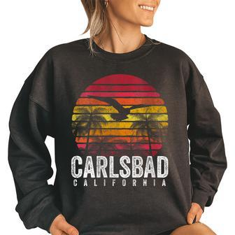 Carlsbad California Ca Vintage Retro Distressed Style Gift Women Oversized Sweatshirt | Mazezy