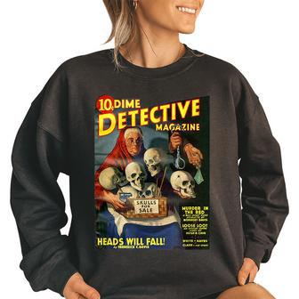 Creepy Skulls Classic Skull Dealer Vintage Horror Comic Book Women Oversized Sweatshirt | Mazezy