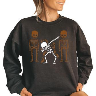 Dabbing Skeleton Dab Dance Halloween Gift Halloween Funny Gifts Women Oversized Sweatshirt | Mazezy
