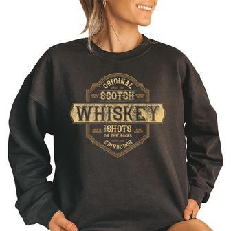 Edinburgh Scotland Scotch Whiskey Vintage Retro T Whiskey Funny Gifts Women Oversized Sweatshirt | Mazezy