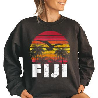 Fiji Vintage Retro Sunset 70S 80S Style Men Women Gift Fiji Funny Gifts Women Oversized Sweatshirt | Mazezy