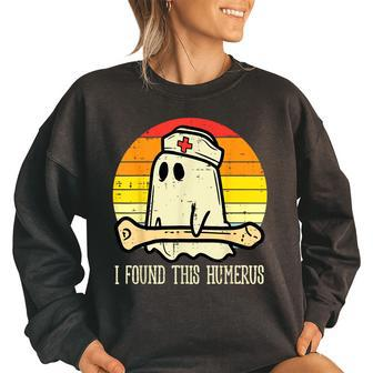 I Found This Humerus Halloween Nurse Fall Scrub Women's Oversized Sweatshirt | Mazezy