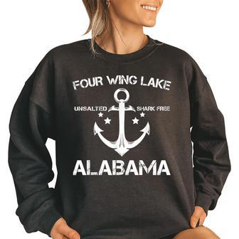 Four Wing Lake Alabama Funny Fishing Camping Summer Gift Camping Funny Gifts Women Oversized Sweatshirt | Mazezy