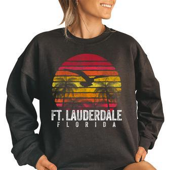 Ft Fort Lauderdale Florida Fl Vintage Retro Distressed Gift Florida Gifts & Merchandise Funny Gifts Women Oversized Sweatshirt | Mazezy