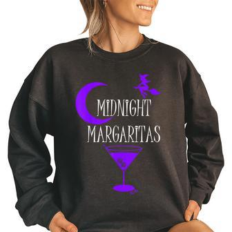 Midnight Margaritas Witch Halloween Drinking Women's Oversized Sweatshirt | Mazezy