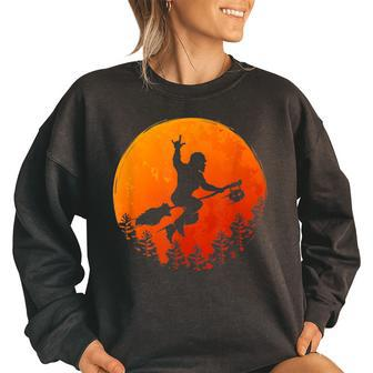 Funny Vintage Bigfoot Pumpkin Halloween Trick Or Treat Gift Pumpkin Funny Gifts Women Oversized Sweatshirt | Mazezy
