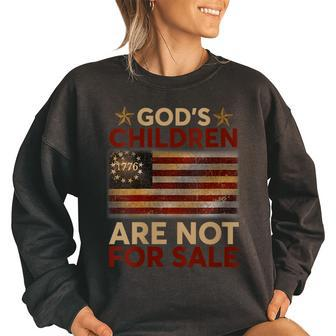 Gods Children Are Not For Sale America Usa Flag Usa Funny Gifts Women Oversized Sweatshirt | Mazezy