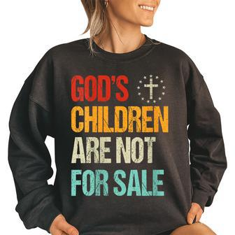 Gods Children Are Not For Sale Christian Retro Jesus Cross Women Oversized Sweatshirt | Mazezy