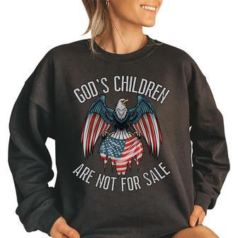 Gods Children Are Not For Sale Funny Vintage American Flag Women Oversized Sweatshirt | Mazezy