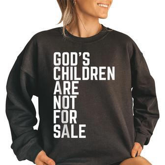 Gods Children Are Not For Sale Jesus Christian America Flag Christian Gifts Women Oversized Sweatshirt | Mazezy