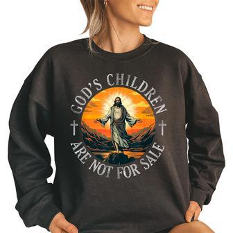 Gods Children Are Not For Sale Jesus Cross Christian Women Oversized Sweatshirt | Mazezy
