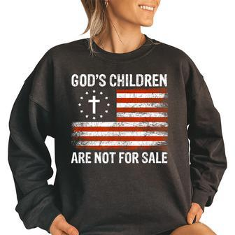 Gods Children Are Not For Sale Us Flag American Christian Christian Gifts Women Oversized Sweatshirt | Mazezy