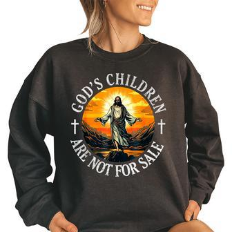 Gods Children Are Not For Sale Us Flag Christian Religion Women Oversized Sweatshirt | Mazezy