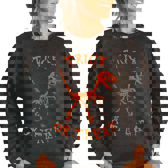 Halloween Dinosaur Trick Or Treat - Vintage Fossil Dinosaur Funny Gifts Women Oversized Sweatshirt | Mazezy