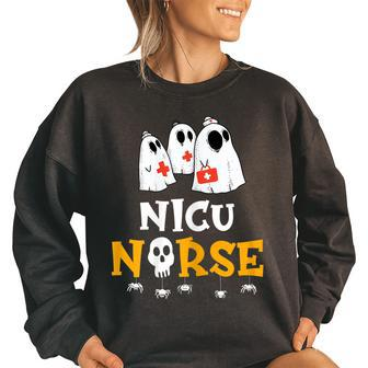 Halloween Nicu Nurse Costume Rn Nursing Ghost Women's Oversized Sweatshirt | Mazezy