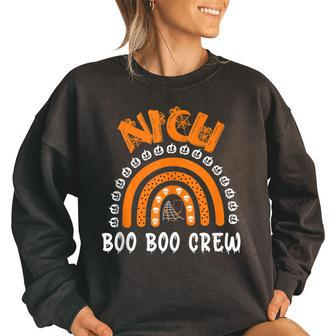 Halloween Nicu Nurse Matching Boo Boo Crew Rainbow Women's Oversized Sweatshirt | Mazezy
