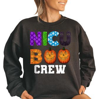 Halloween Nicu Nursing Boo Crew Neonatal Nurses Women's Oversized Sweatshirt | Mazezy