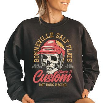 Hot Rod Costum Garage Skeleton Old School Racing Skull Women Oversized Sweatshirt | Mazezy DE