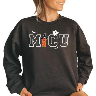 Icu Nurse Micu Sicu Cvicu Cticu Rn Halloween Nursing Student Women's Oversized Sweatshirt | Mazezy