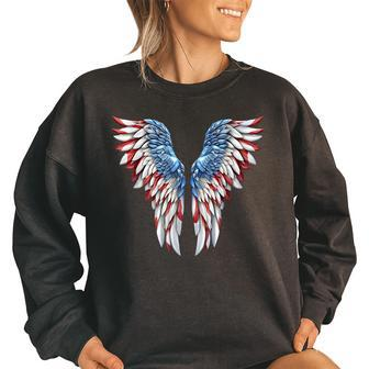 Independence Day Usa Flag 4Th Of July American Wings Usa Funny Gifts Women Oversized Sweatshirt | Mazezy