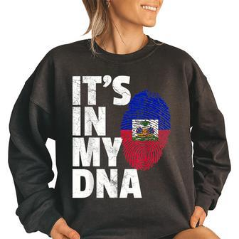 Its In My Dna Haiti Flag Pride National Roots Country Gift Women Oversized Sweatshirt | Mazezy