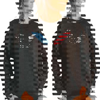 July 4Th Of July Patriotic Wings On Back Angel Wings On Back Patriotic Funny Gifts Women Oversized Sweatshirt | Mazezy