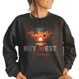 Key West Florida Vintage Retro Sunset Beach Men Women Gifts Women Oversized Sweatshirt | Mazezy