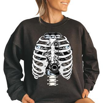 Mechanic Skeleton Rib Cage Funny Halloween Costume Outfit Women Oversized Sweatshirt | Mazezy