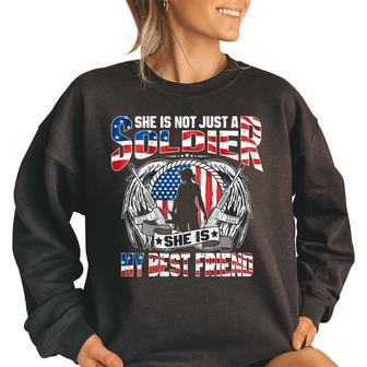 My Best Friend Is A Soldier Hero Proud Army Friend Military Bestie Funny Gifts Women Oversized Sweatshirt | Mazezy