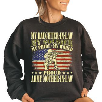 My Daughterinlaw My Soldier Hero Proud Army Motherinlaw Women Oversized Sweatshirt | Mazezy