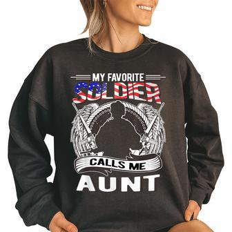 My Favorite Soldier Calls Me Aunt - Proud Army Aunt Gift Army Funny Gifts Women Oversized Sweatshirt | Mazezy