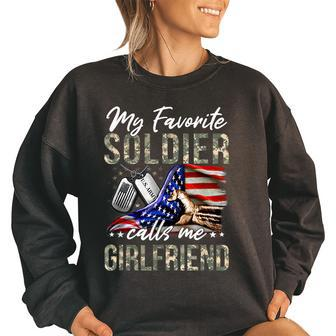 My Favorite Soldier Calls Me Girlfriend Us Army Graduation Women Oversized Sweatshirt | Mazezy