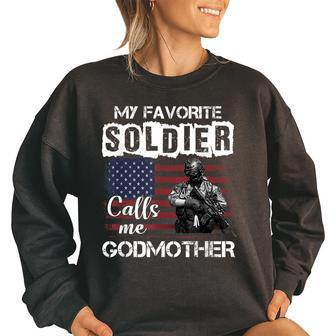 My Favorite Soldier Calls Me Godmother Army Veteran Women Oversized Sweatshirt | Mazezy