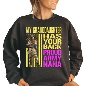 My Granddaughter Has Your Back Proud Army Nana Grandma Gift Women Oversized Sweatshirt | Mazezy UK
