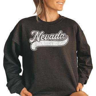 Nevada Retro Baseball Style Vintage Men Women Gift Baseball Funny Gifts Women Oversized Sweatshirt | Mazezy