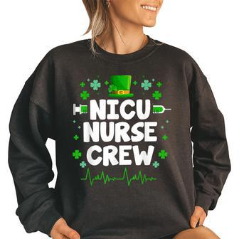Nicu Nurse Crew Leprechaun Hat Happy St Patrick's Day Women's Oversized Sweatshirt | Mazezy