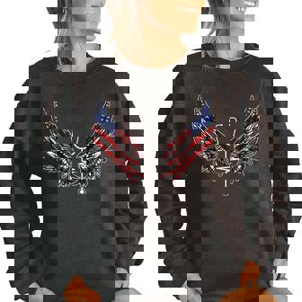 Nurse American Flag 4Th Of July Wings Patriotic Rn Nursing Patriotic Funny Gifts Women Oversized Sweatshirt | Mazezy