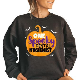 One Spooky Dental Hygienist Halloween Pumpkin Tooth Doctor Women Oversized Sweatshirt | Mazezy