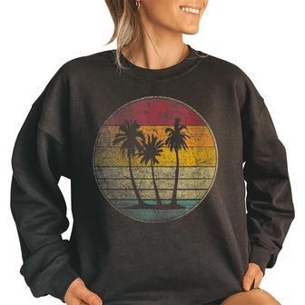 Palm Tree Coco Tropical Beach Vintage Retro Style 70S 80S Women Oversized Sweatshirt | Mazezy