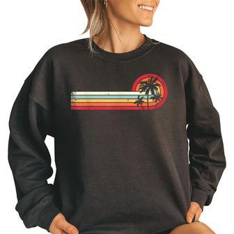 Palm Tree Tropical Beach Vintage Retro Style 70S 80S 70S Vintage Designs Funny Gifts Women Oversized Sweatshirt | Mazezy