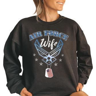 Proud Air Force Wife Us Air Force Military Women Women Oversized Sweatshirt | Mazezy