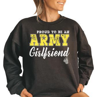 Proud Army Girlfriend Us Flag Dog Tags Military Couple Gifts Funny Military Gifts Women Oversized Sweatshirt | Mazezy