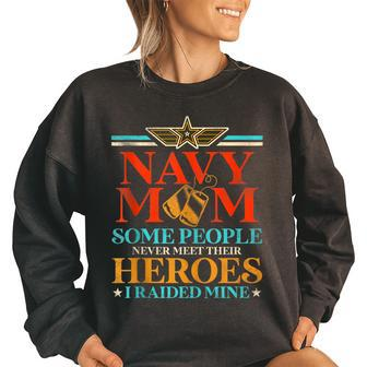 Proud Navy Army Mom Family Retro Vintage Women Oversized Sweatshirt | Mazezy