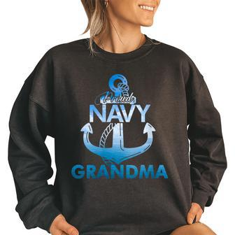 Proud Navy Grandma Gift Lover Veterans Day Women Oversized Sweatshirt | Mazezy UK