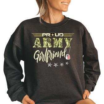 Proud Us Army Girlfriend Camouflage Military Pride Pride Month Funny Designs Funny Gifts Women Oversized Sweatshirt | Mazezy