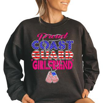 Proud Us Coast Guard Girlfriend Dog Tag Military Lover Gift Funny Military Gifts Women Oversized Sweatshirt | Mazezy