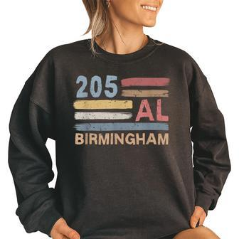 Retro Birmingham Area Code 205 Residents State Alabama Women Oversized Sweatshirt | Mazezy